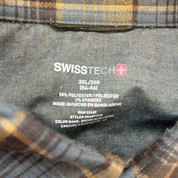Swiss Tech Flannel Shirt Long Sleeve Button Up Mens 3XL Multicolor - Picture 3 of 5